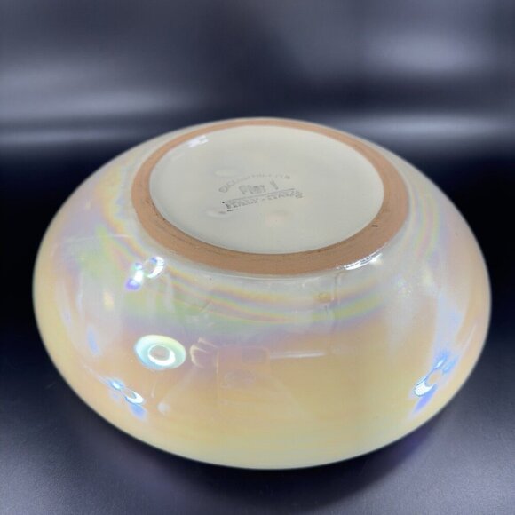 Pier 1 Pottery Planter Bowl Italian Yellow Iridescent Luster Finish Made Italy - Picture 12 of 16